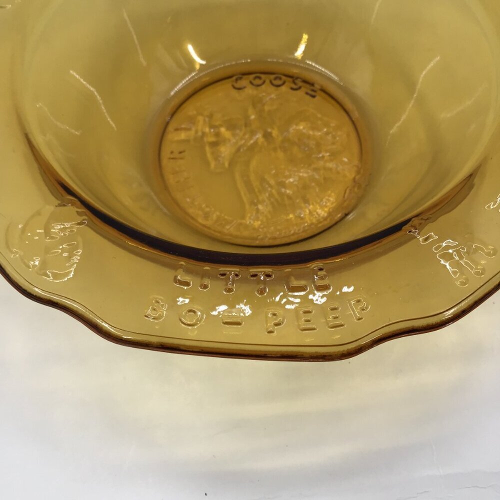 VTG Child's Cereal Bowl Nursery Rhymes Mother Goose Three Blind Mice Amber Glass - Picture 6 of 10